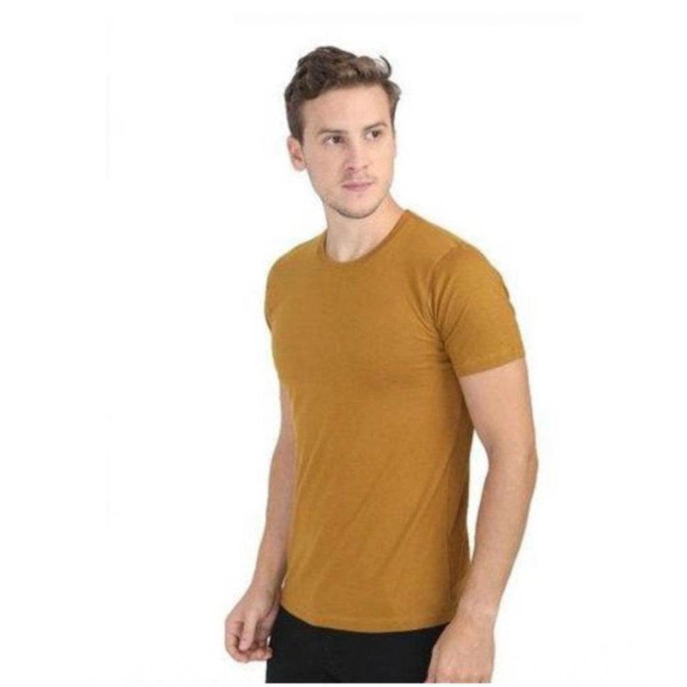 Generic Men's Casual Short Sleeves Cotton Round Neck T-shirt (Mustard) - MYLUXURY LANE ENTERPRISE