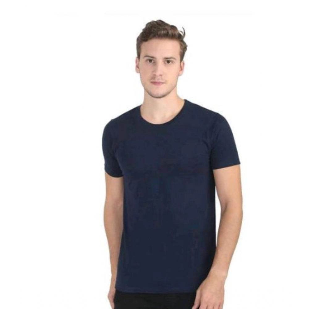 Generic Men's Casual Short Sleeves Cotton Round Neck T-shirt (Navy blue) - MYLUXURY LANE ENTERPRISE
