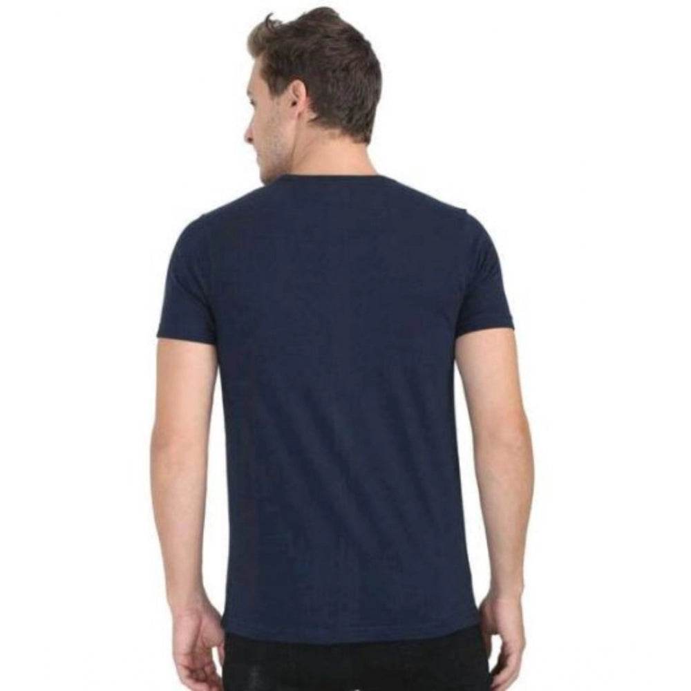 Generic Men's Casual Short Sleeves Cotton Round Neck T-shirt (Navy blue) - MYLUXURY LANE ENTERPRISE
