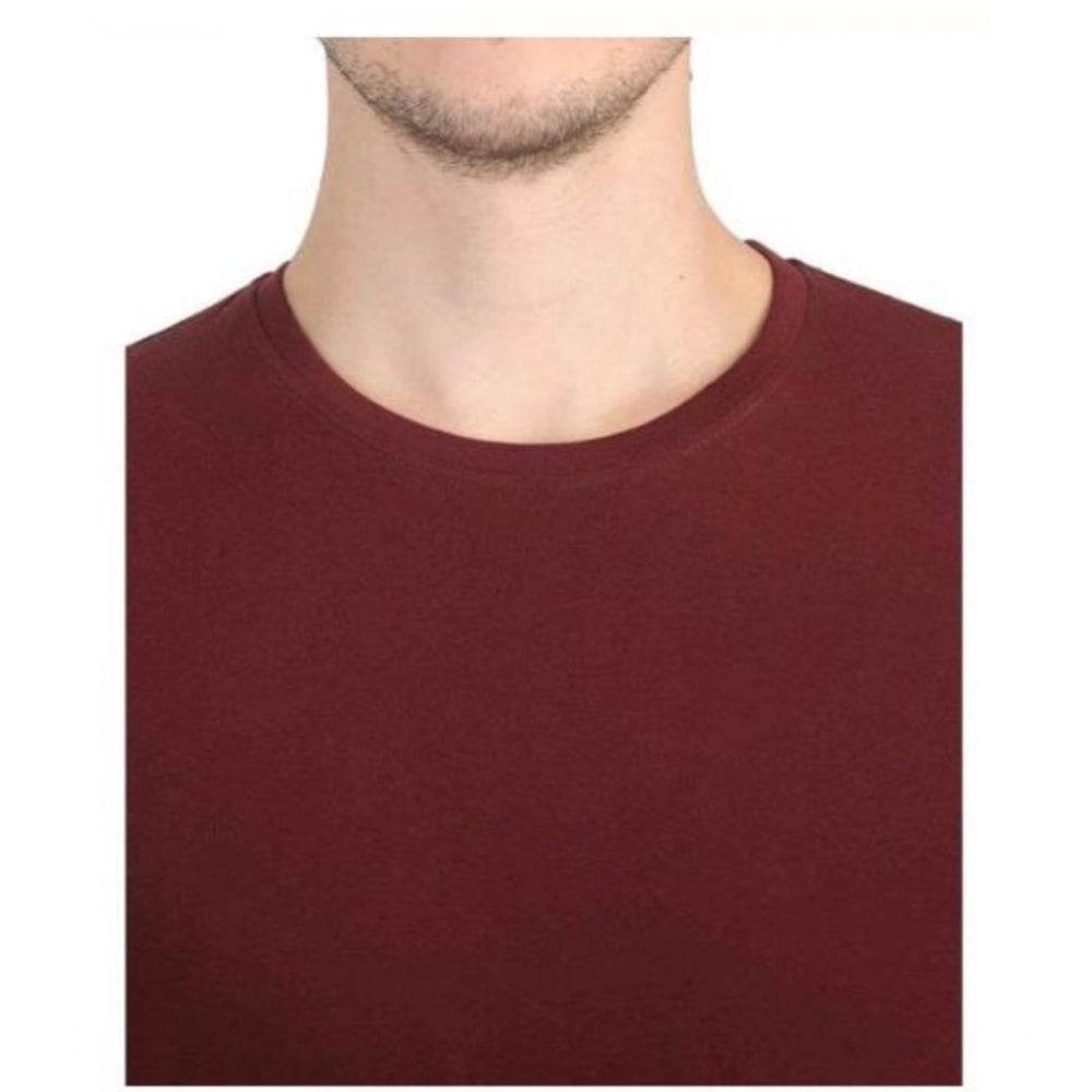 Generic Men's Casual Short Sleeves Cotton Round Neck T-shirt (Maroon) - MYLUXURY LANE ENTERPRISE