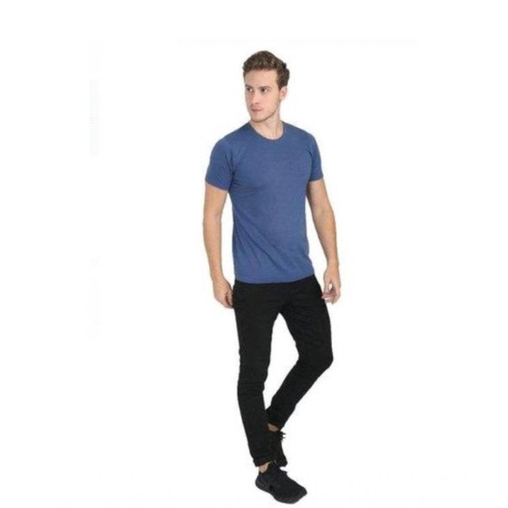 Generic Men's Casual Short Sleeves Cotton Round Neck T-shirt (Blue) - MYLUXURY LANE ENTERPRISE