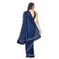 Generic Women's Lycra Solid Saree With Unstitched Blouse (Nay Blue, 5.5 Mtr) - MYLUXURY LANE ENTERPRISE