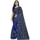 Generic Women's Lycra Solid Saree With Unstitched Blouse (Blue, 5.5 Mtr) - MYLUXURY LANE ENTERPRISE