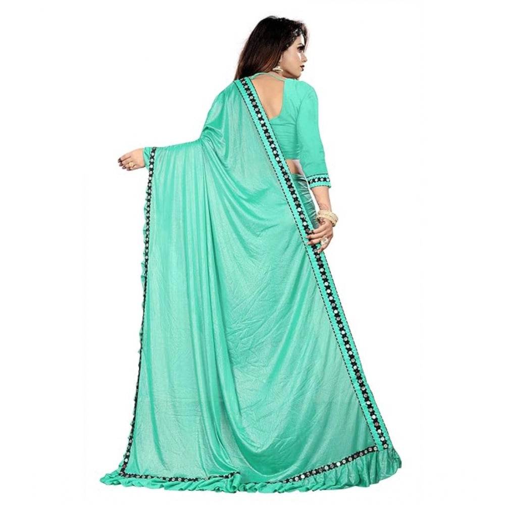 Generic Women's Malai Lining Solid Saree With Unstitched Blouse (Rama, 5.5 Mtr) - MYLUXURY LANE ENTERPRISE