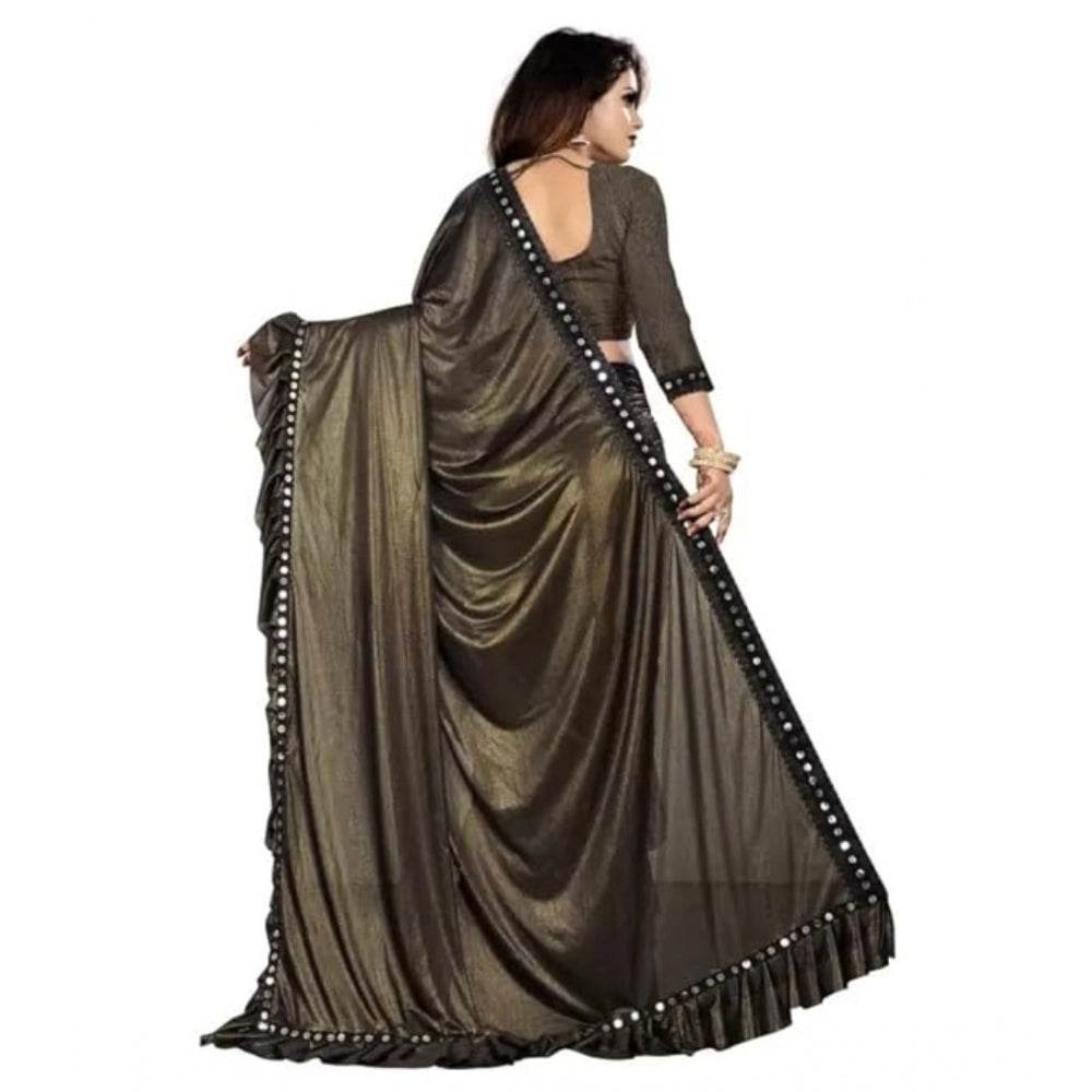 Generic Women's Malai Lining Solid Saree With Unstitched Blouse (Coffee, 5.5 Mtr) - MYLUXURY LANE ENTERPRISE