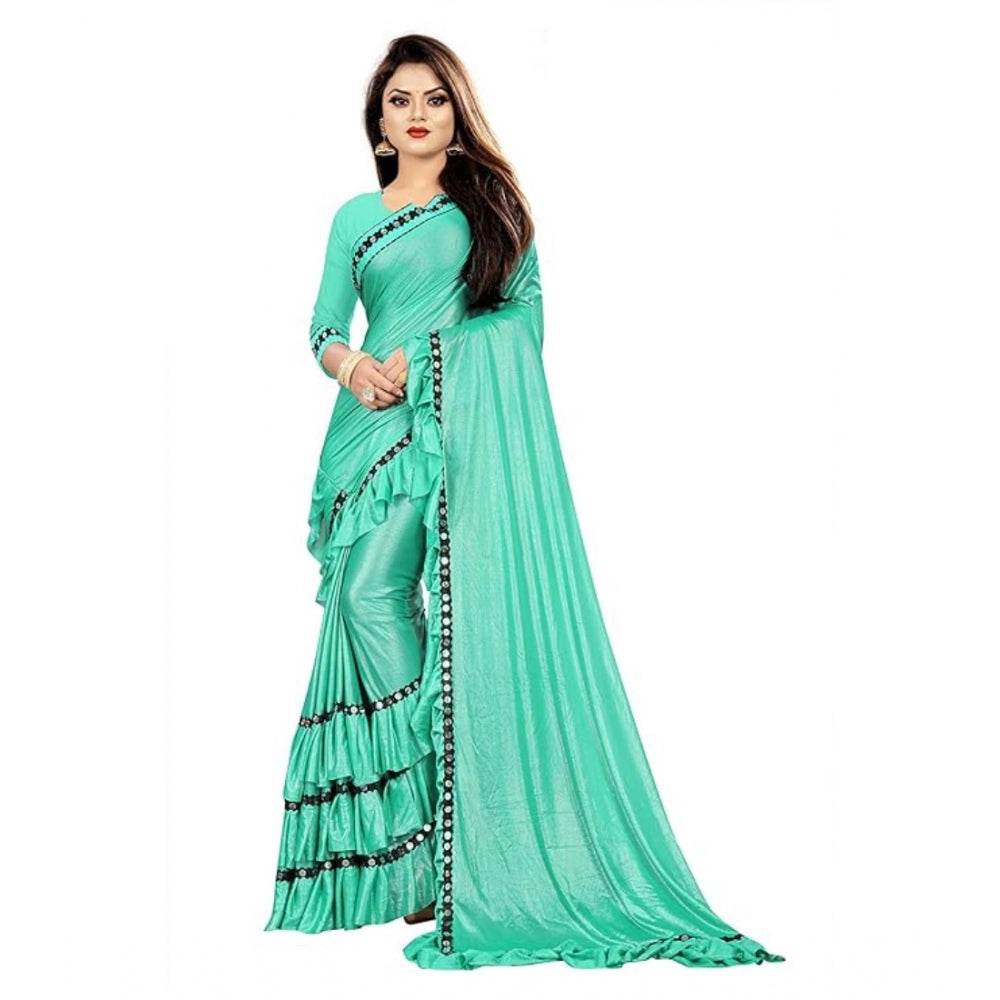Generic Women's Malai Lining Solid Saree With Unstitched Blouse (Rama, 5.5 Mtr) - MYLUXURY LANE ENTERPRISE