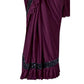Generic Women's Lycra Solid Saree With Unstitched Blouse (Wine, 5.5 Mtr) - MYLUXURY LANE ENTERPRISE