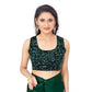Generic Women's Lycra Solid Saree With Unstitched Blouse (Green, 5.5 Mtr) - MYLUXURY LANE ENTERPRISE