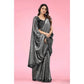 Generic Women's Lycra Floral Saree With Unstitched Blouse (Grey, 5.5 Mtr) - MYLUXURY LANE ENTERPRISE
