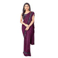 Generic Women's Lycra Solid Saree With Unstitched Blouse (Wine, 5.5 Mtr) - MYLUXURY LANE ENTERPRISE