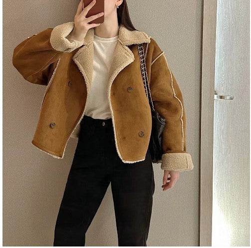 Double Breasted Pure Color Thickened Coat - MYLUXURY LANE ENTERPRISE