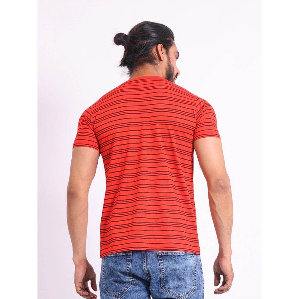 Generic Men's Casual Cotton Printed Round Neck Half Sleeve T-Shirt (Red) - MYLUXURY LANE ENTERPRISE