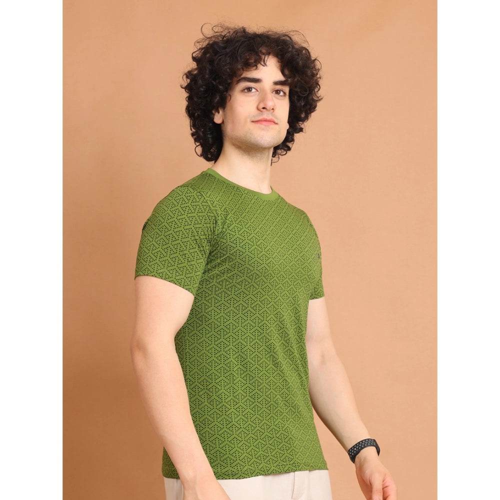 Generic Men's Casual Cotton Printed Round Neck Half Sleeve T-Shirt (Green) - MYLUXURY LANE ENTERPRISE