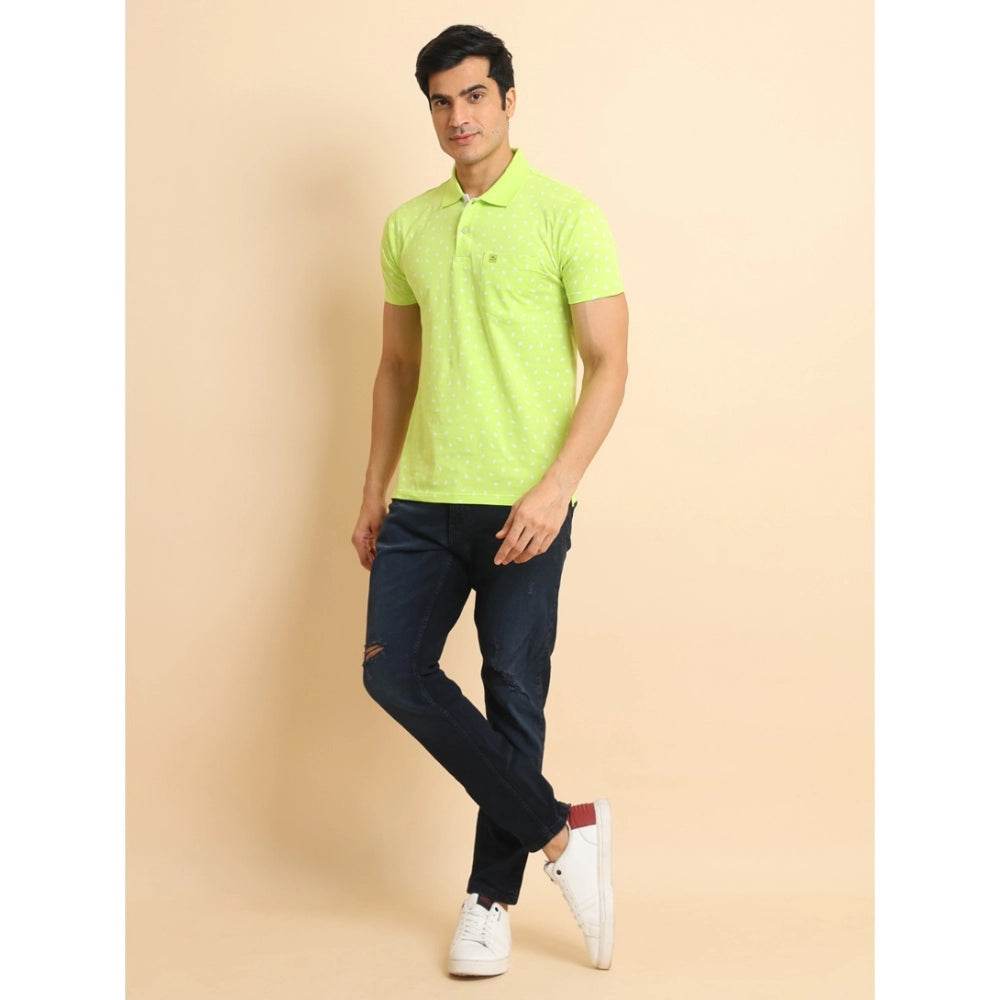 Generic Men's Casual Cotton Printed Polo Neck Half Sleeve T-Shirt (Green) - MYLUXURY LANE ENTERPRISE