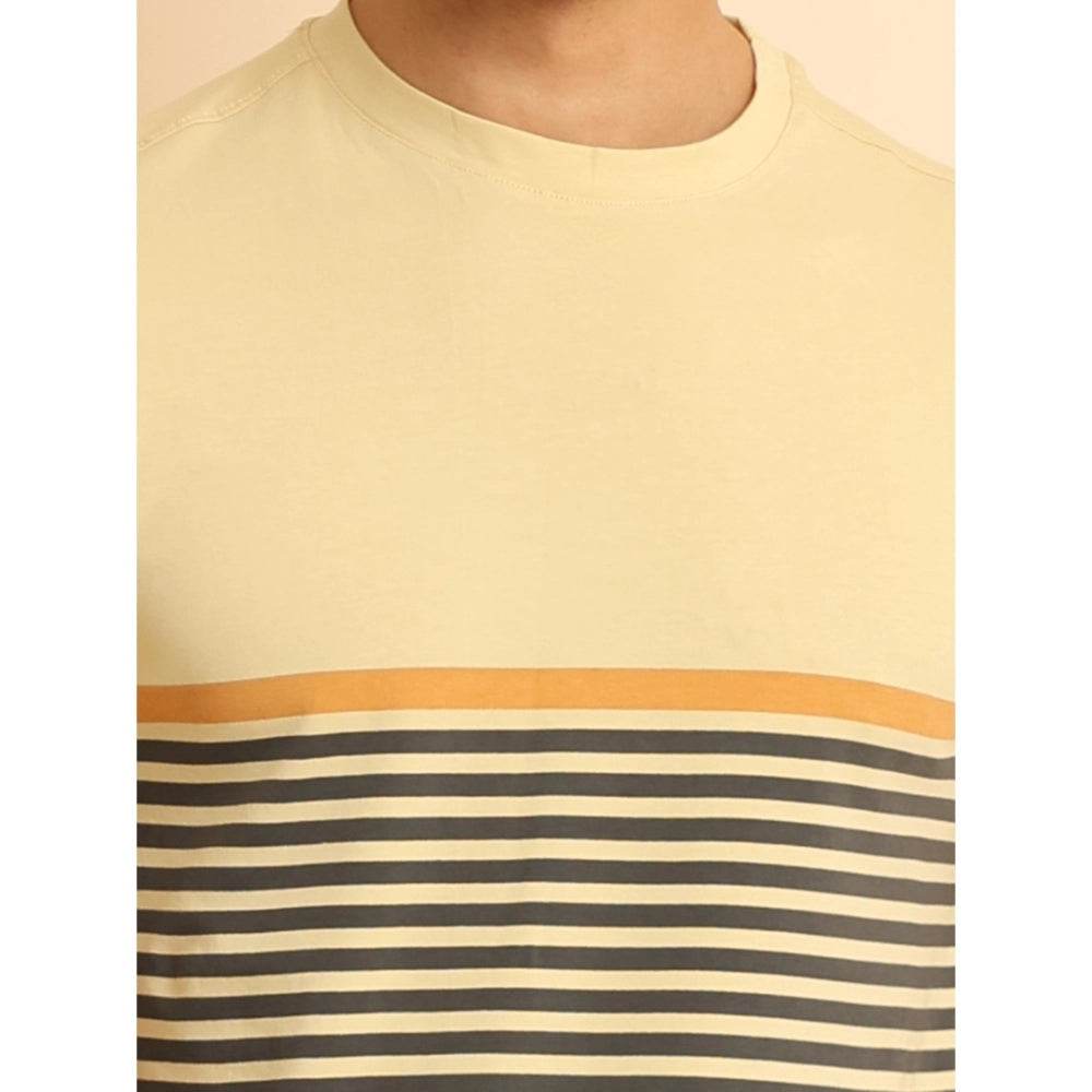 Generic Men's Casual Cotton Printed Round Neck Half Sleeve T-Shirt (Brown) - MYLUXURY LANE ENTERPRISE