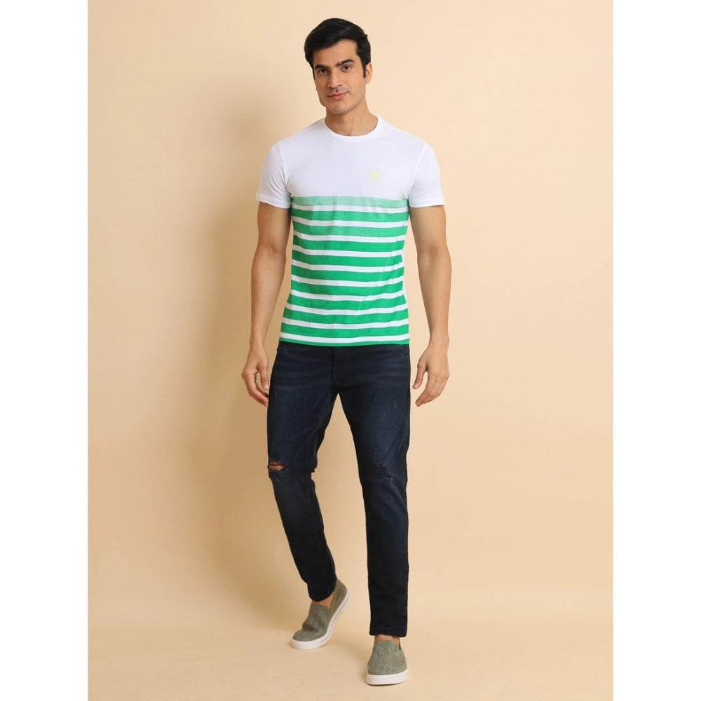 Generic Men's Casual Cotton Printed Round Neck Half Sleeve T-Shirt (Green) - MYLUXURY LANE ENTERPRISE
