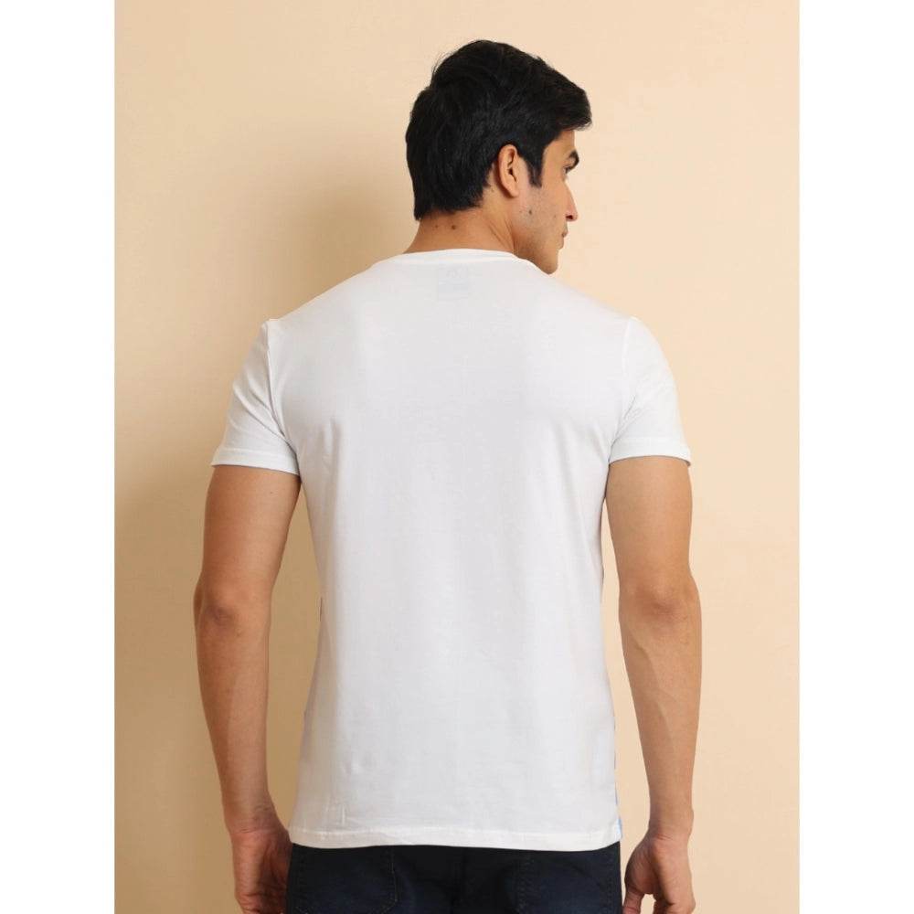 Generic Men's Casual Cotton Printed Round Neck Half Sleeve T-Shirt (Blue) - MYLUXURY LANE ENTERPRISE