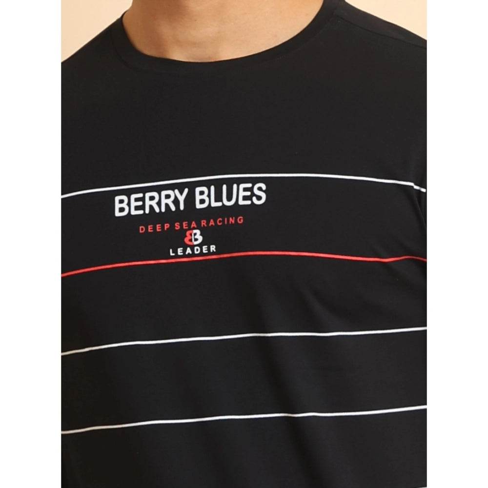 Generic Men's Casual Cotton Printed Round Neck Half Sleeve T-Shirt (Black) - MYLUXURY LANE ENTERPRISE
