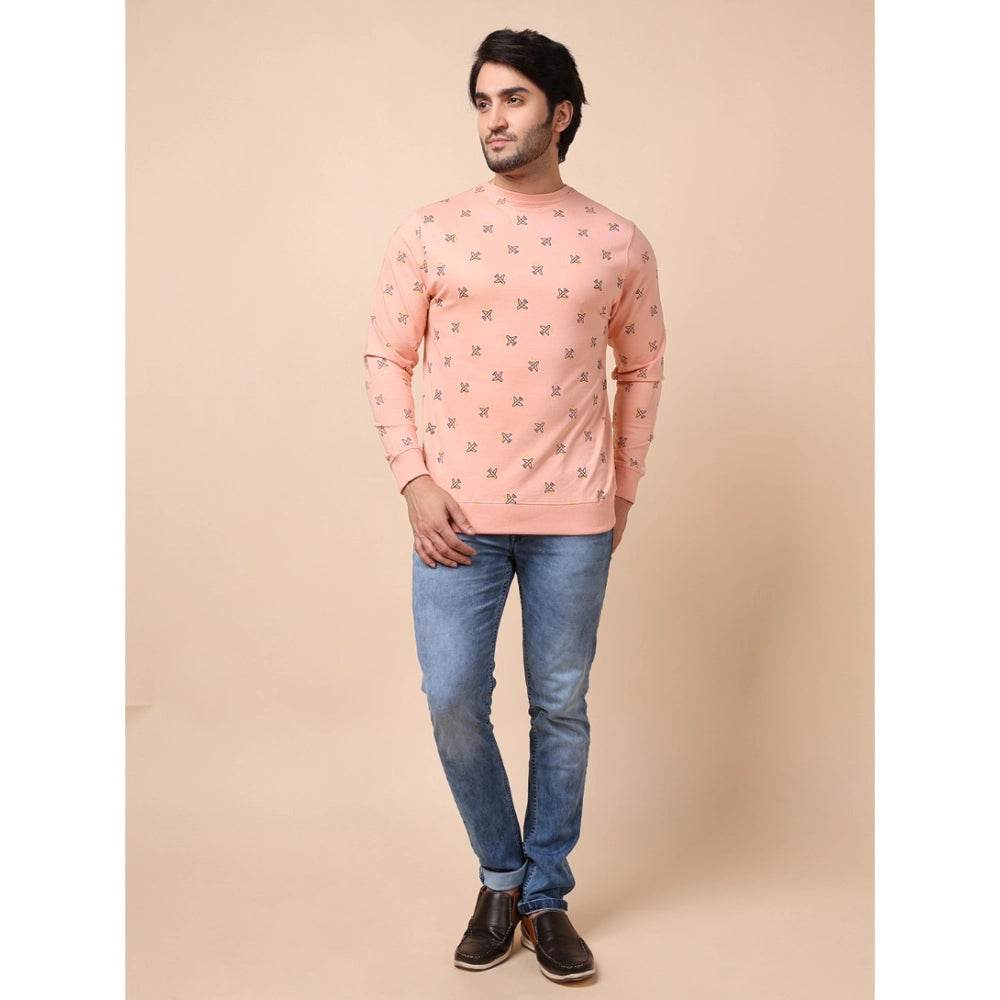 Generic Men's Casual Cotton Printed Round Neck Full Sleeve Sweat Shirt (Peach) - MYLUXURY LANE ENTERPRISE