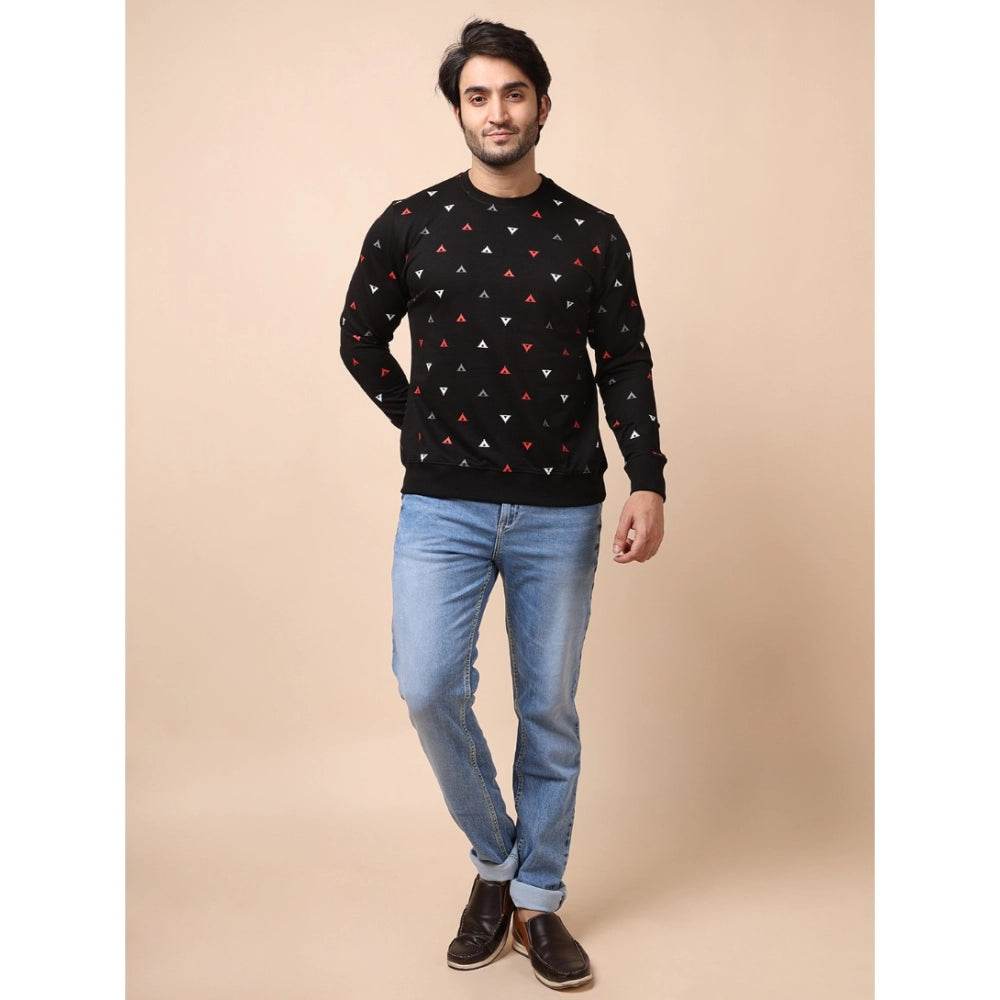 Generic Men's Casual Cotton Printed Round Neck Full Sleeve Sweat Shirt (Black) - MYLUXURY LANE ENTERPRISE