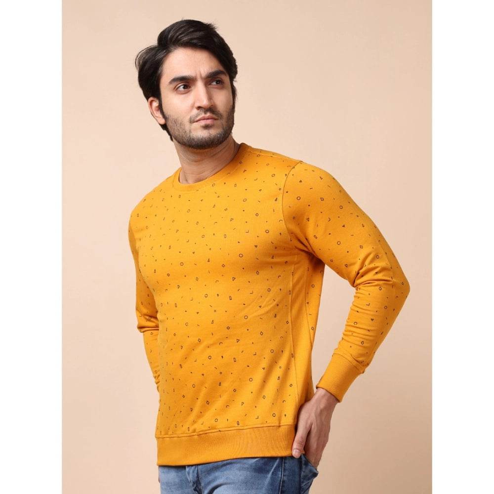 Generic Men's Casual Cotton Printed Round Neck Full Sleeve Sweat Shirt (Mustard) - MYLUXURY LANE ENTERPRISE