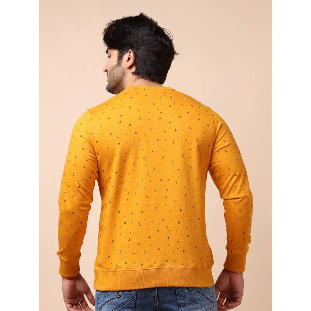 Generic Men's Casual Cotton Printed Round Neck Full Sleeve Sweat Shirt (Mustard) - MYLUXURY LANE ENTERPRISE