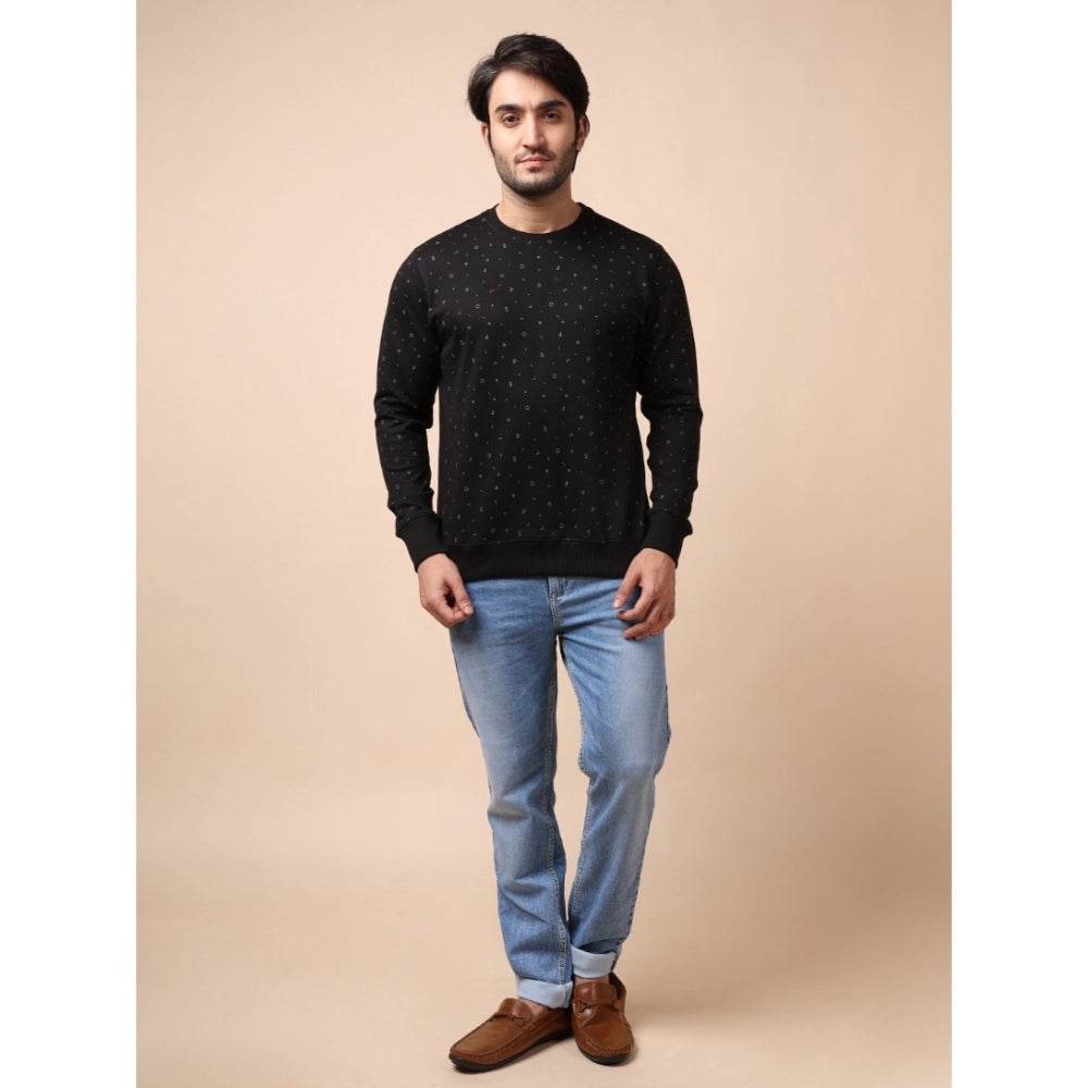 Generic Men's Casual Cotton Printed Round Neck Full Sleeve Sweat Shirt (Black) - MYLUXURY LANE ENTERPRISE