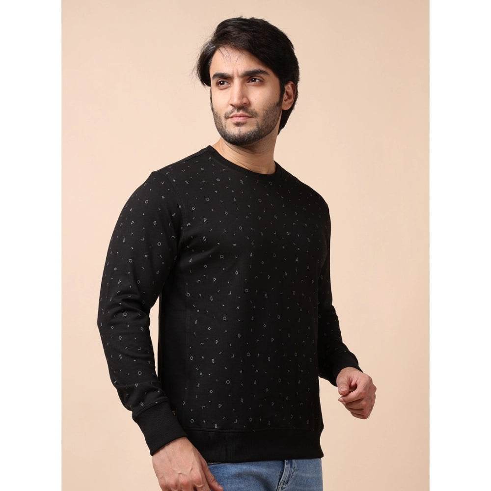 Generic Men's Casual Cotton Printed Round Neck Full Sleeve Sweat Shirt (Black) - MYLUXURY LANE ENTERPRISE