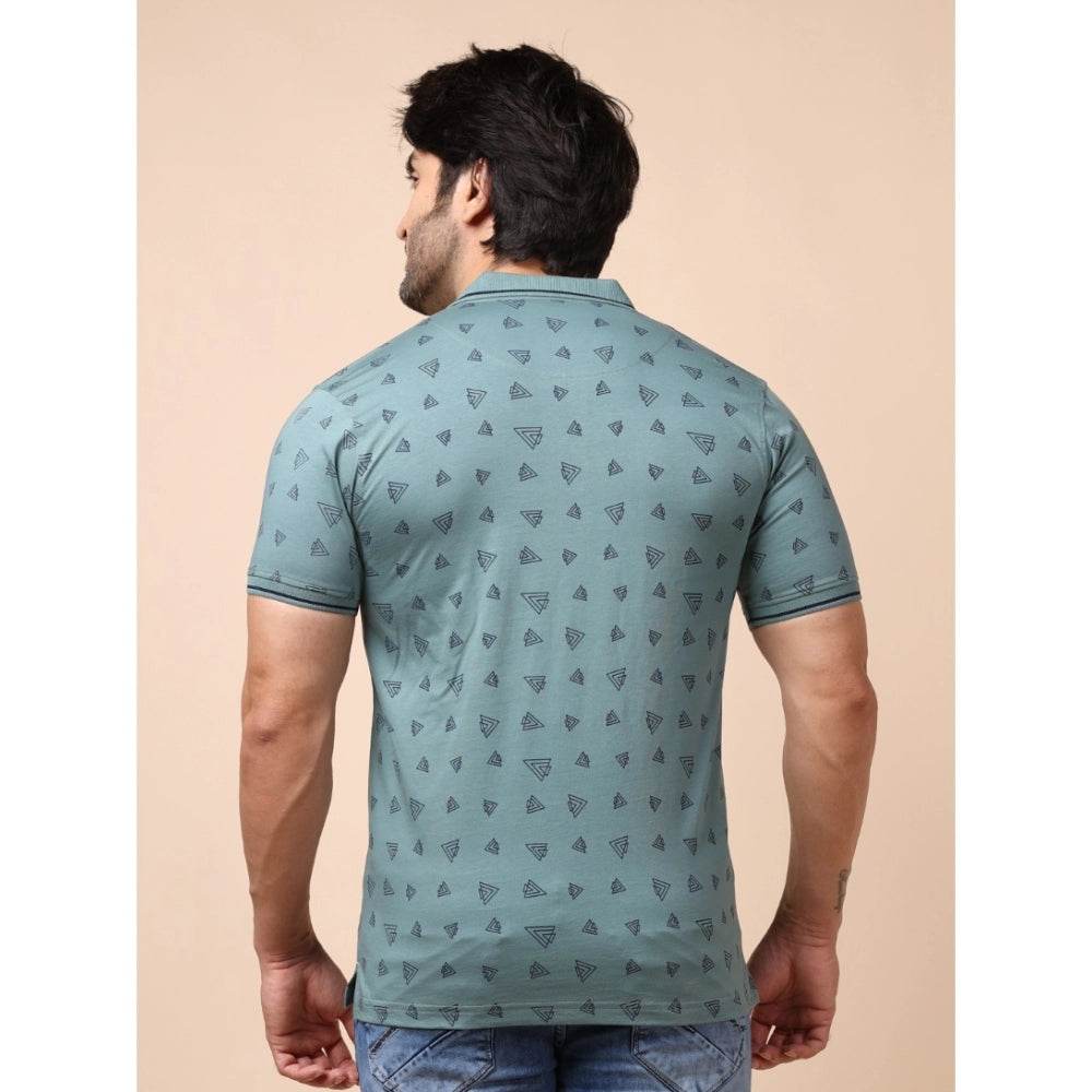 Generic Men's Casual Cotton Printed Polo Neck Half Sleeve T-Shirt (Grey) - MYLUXURY LANE ENTERPRISE