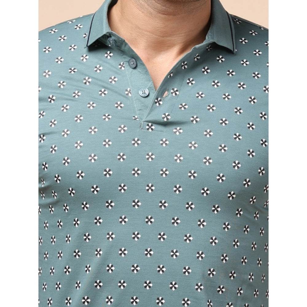 Generic Men's Casual Cotton Printed Polo Neck Half Sleeve T-Shirt (Grey) - MYLUXURY LANE ENTERPRISE