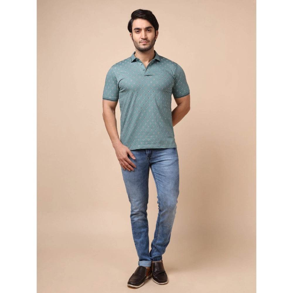 Generic Men's Casual Cotton Printed Polo Neck Half Sleeve T-Shirt (Grey) - MYLUXURY LANE ENTERPRISE