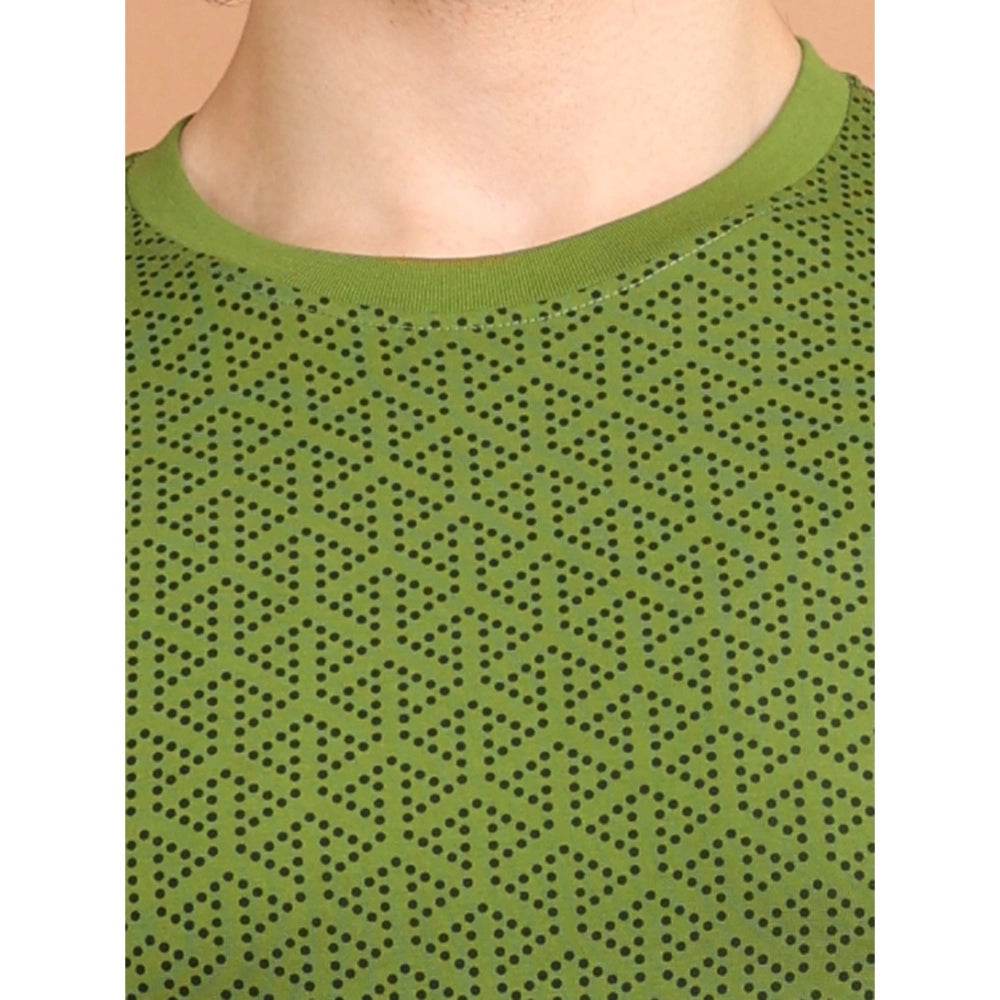 Generic Men's Casual Cotton Printed Round Neck Half Sleeve T-Shirt (Green) - MYLUXURY LANE ENTERPRISE