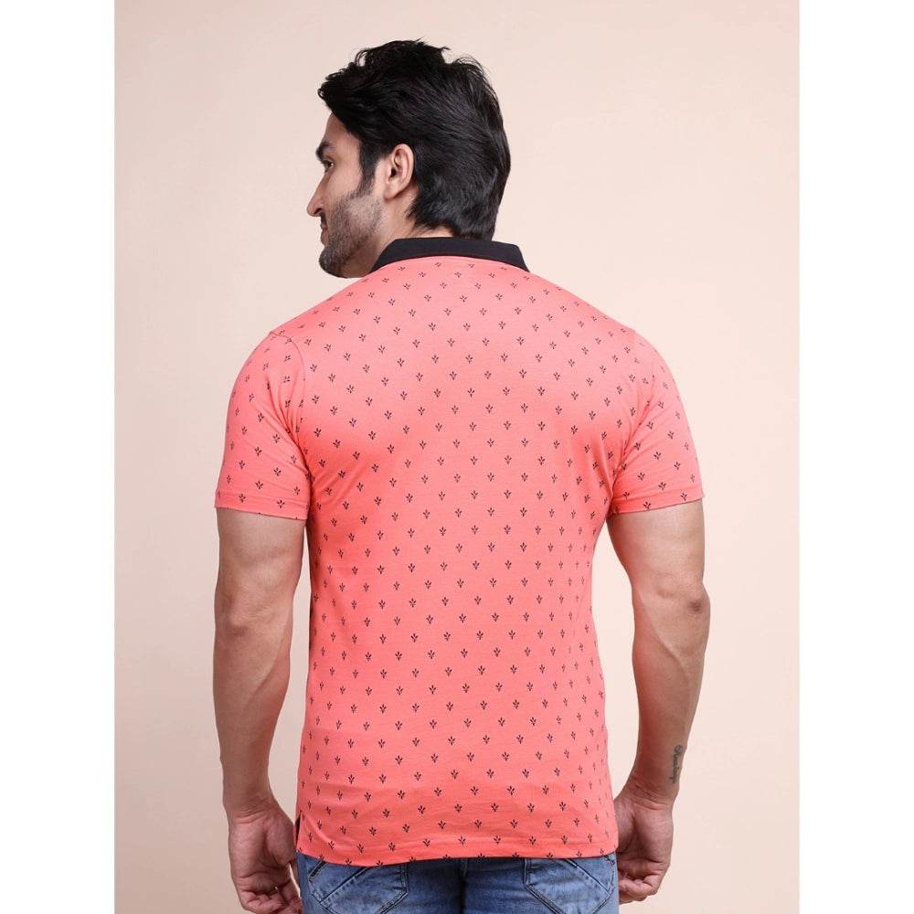 Generic Men's Casual Cotton Printed Polo Neck Half Sleeve T-Shirt (Red) - MYLUXURY LANE ENTERPRISE