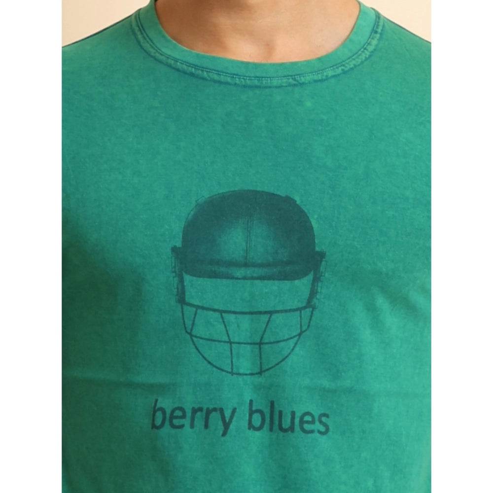 Generic Men's Casual Cotton Printed Round Neck Half Sleeve T-Shirt (Green) - MYLUXURY LANE ENTERPRISE