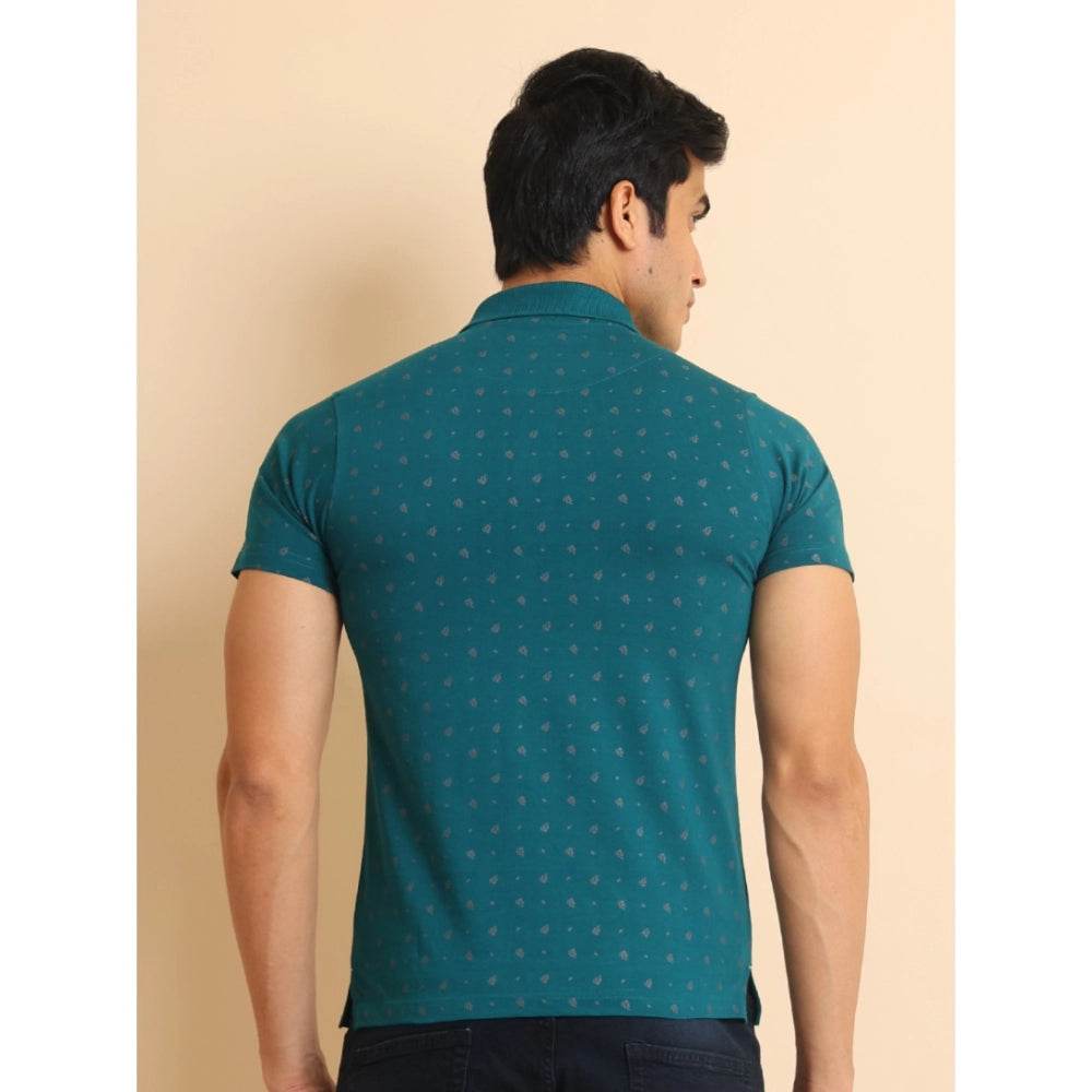 Generic Men's Casual Cotton Printed Polo Neck Half Sleeve T-Shirt (Green) - MYLUXURY LANE ENTERPRISE