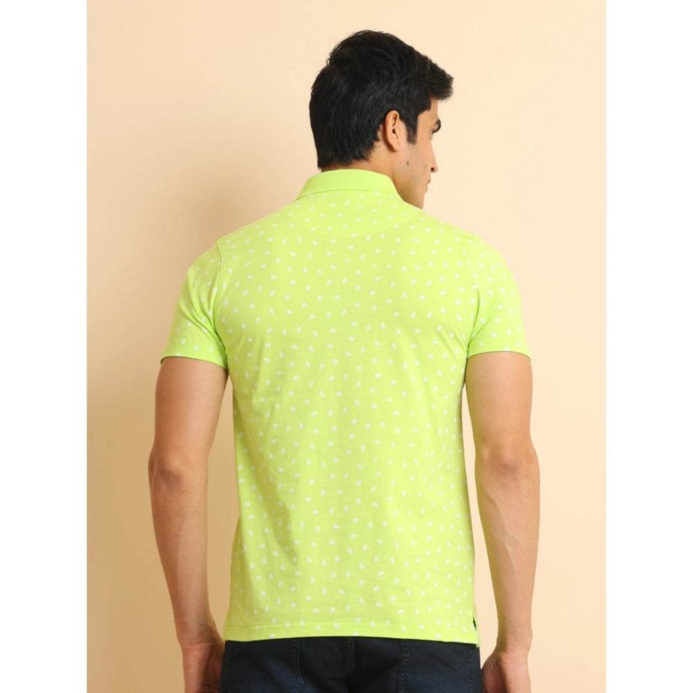 Generic Men's Casual Cotton Printed Polo Neck Half Sleeve T-Shirt (Green) - MYLUXURY LANE ENTERPRISE