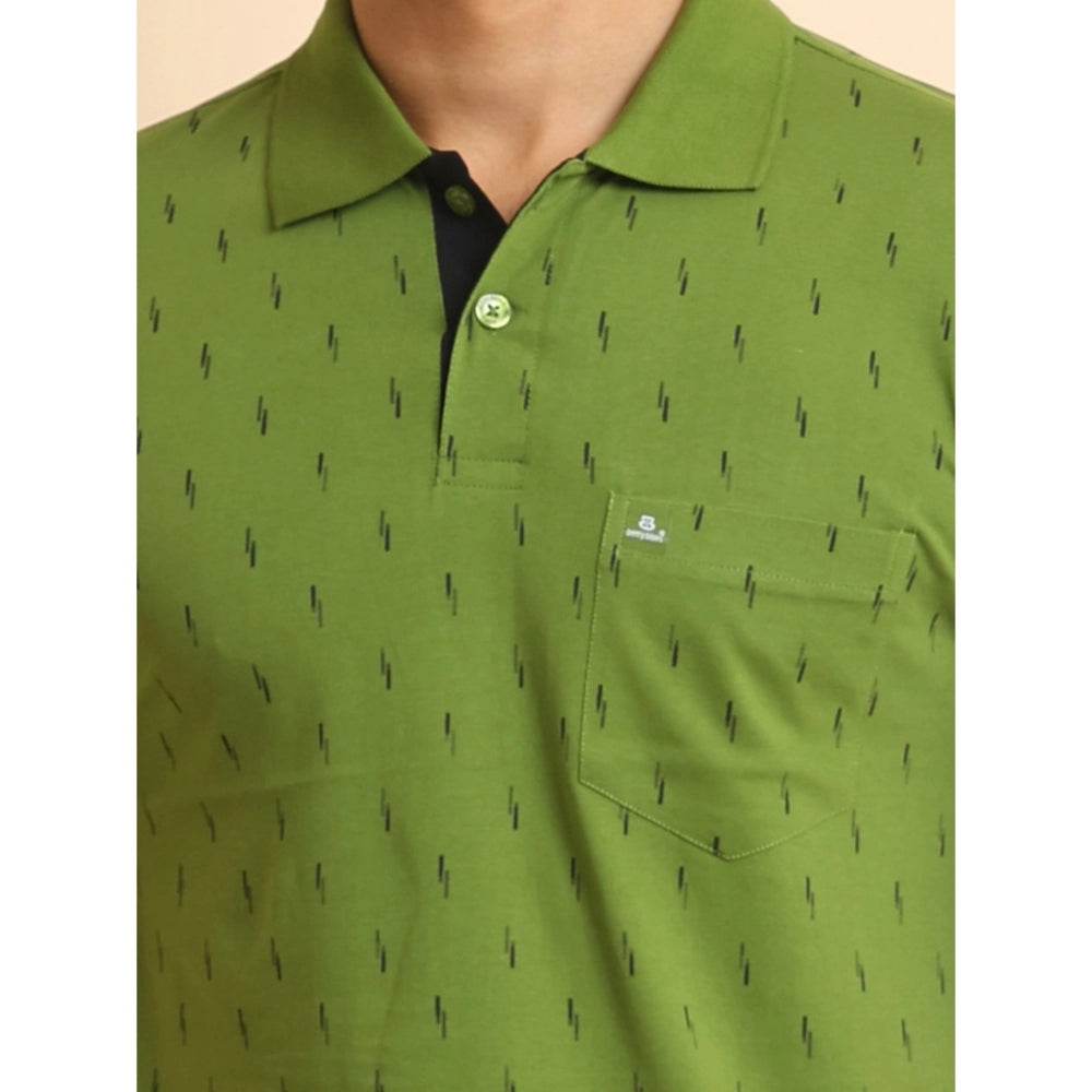 Generic Men's Casual Cotton Printed Polo Neck Half Sleeve T-Shirt (Green) - MYLUXURY LANE ENTERPRISE