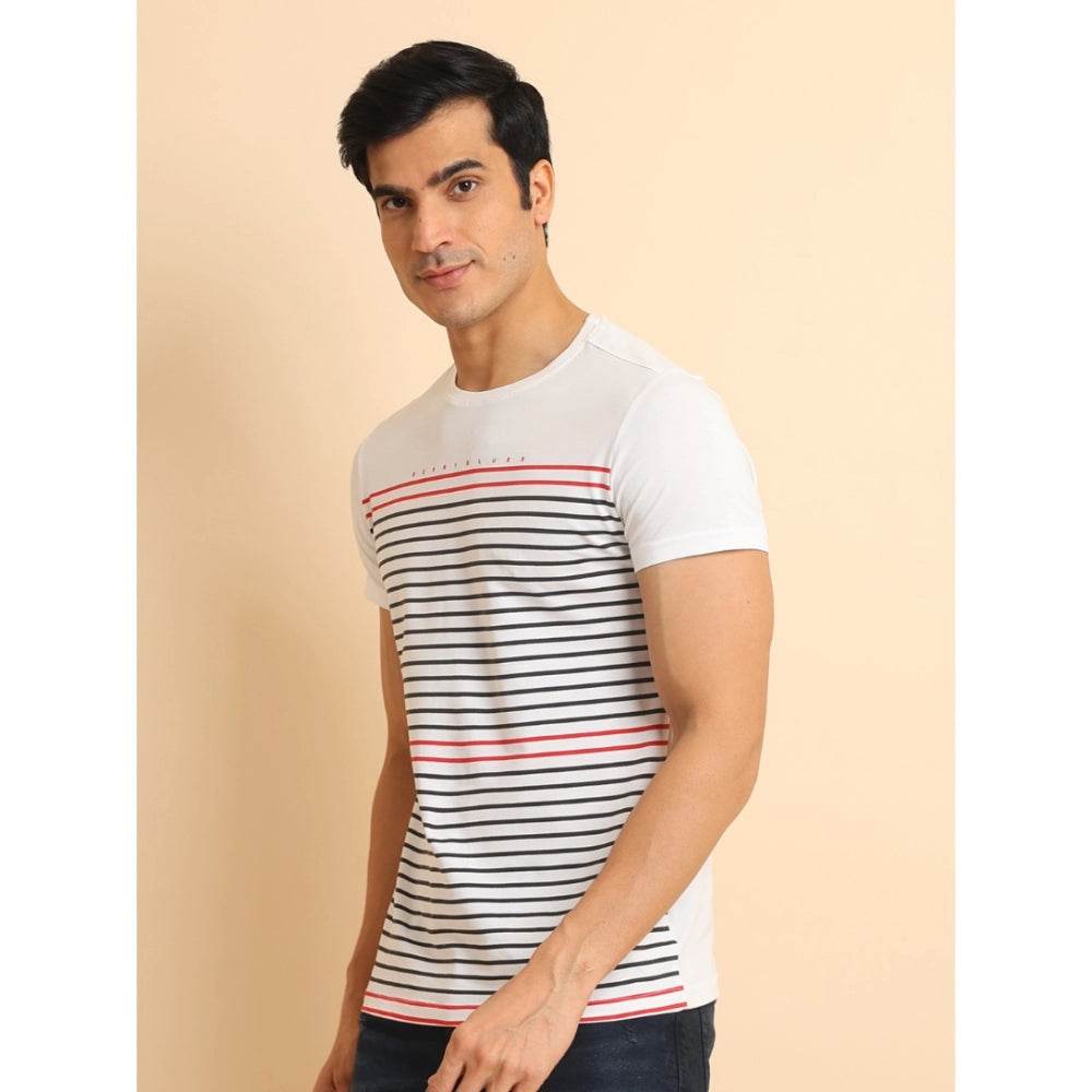 Generic Men's Casual Cotton Printed Round Neck Half Sleeve T-Shirt (White) - MYLUXURY LANE ENTERPRISE