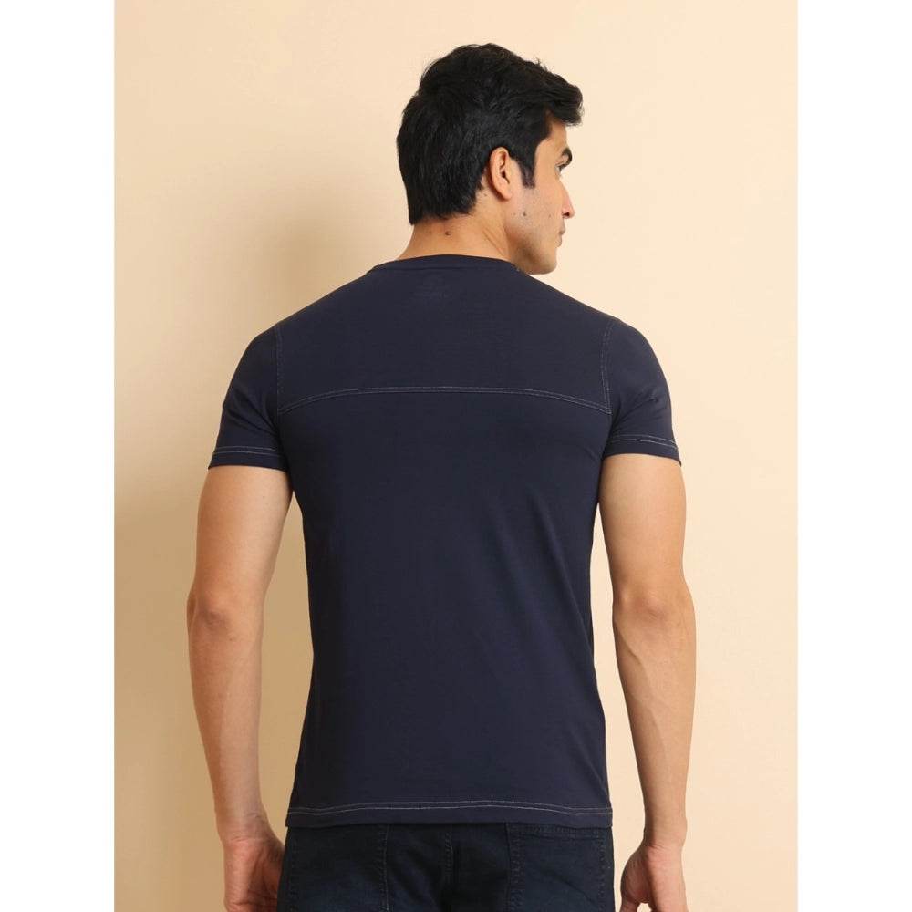 Generic Men's Casual Cotton Solid Round Neck Half Sleeve T-Shirt (Navy) - MYLUXURY LANE ENTERPRISE