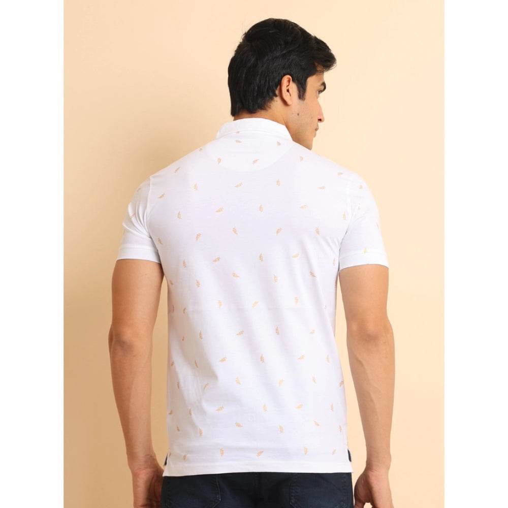 Generic Men's Casual Cotton Printed Polo Neck Half Sleeve T-Shirt (White) - MYLUXURY LANE ENTERPRISE