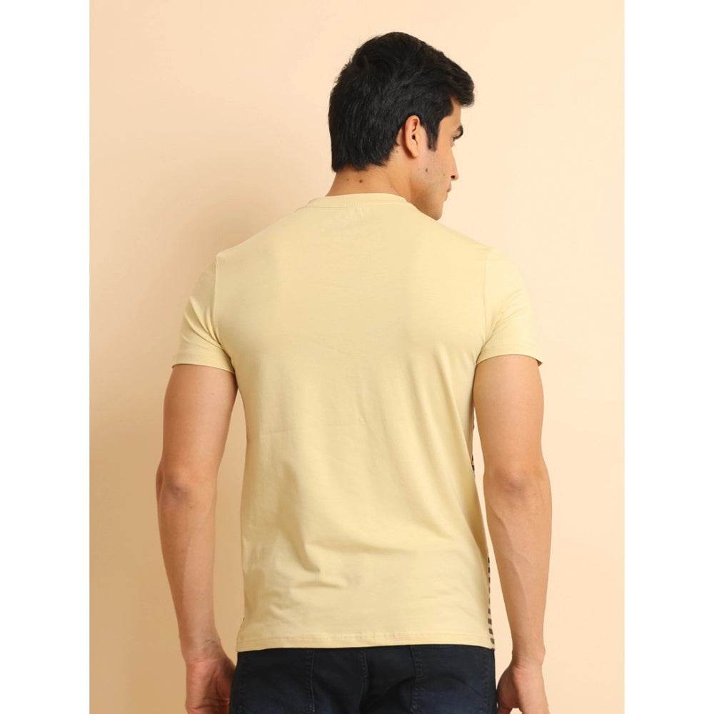 Generic Men's Casual Cotton Printed Round Neck Half Sleeve T-Shirt (Brown) - MYLUXURY LANE ENTERPRISE