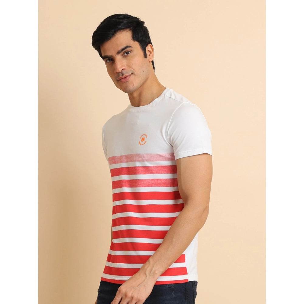 Generic Men's Casual Cotton Printed Round Neck Half Sleeve T-Shirt (Red) - MYLUXURY LANE ENTERPRISE