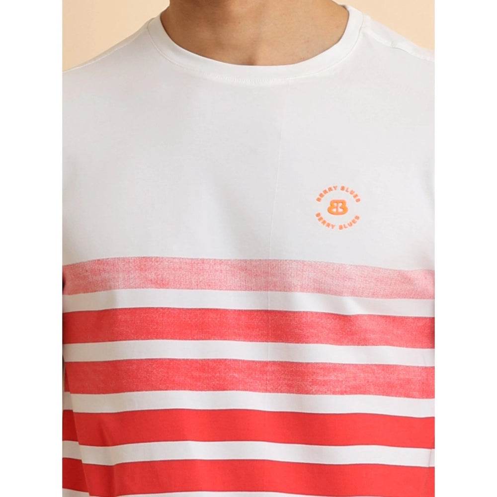 Generic Men's Casual Cotton Printed Round Neck Half Sleeve T-Shirt (Red) - MYLUXURY LANE ENTERPRISE