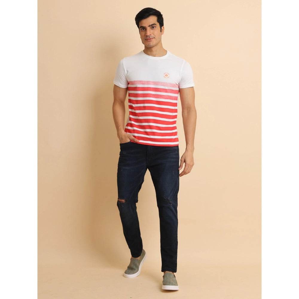 Generic Men's Casual Cotton Printed Round Neck Half Sleeve T-Shirt (Red) - MYLUXURY LANE ENTERPRISE
