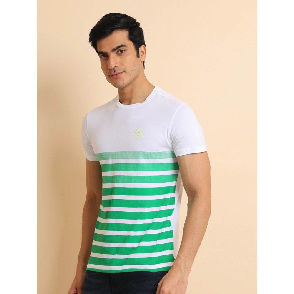 Generic Men's Casual Cotton Printed Round Neck Half Sleeve T-Shirt (Green) - MYLUXURY LANE ENTERPRISE