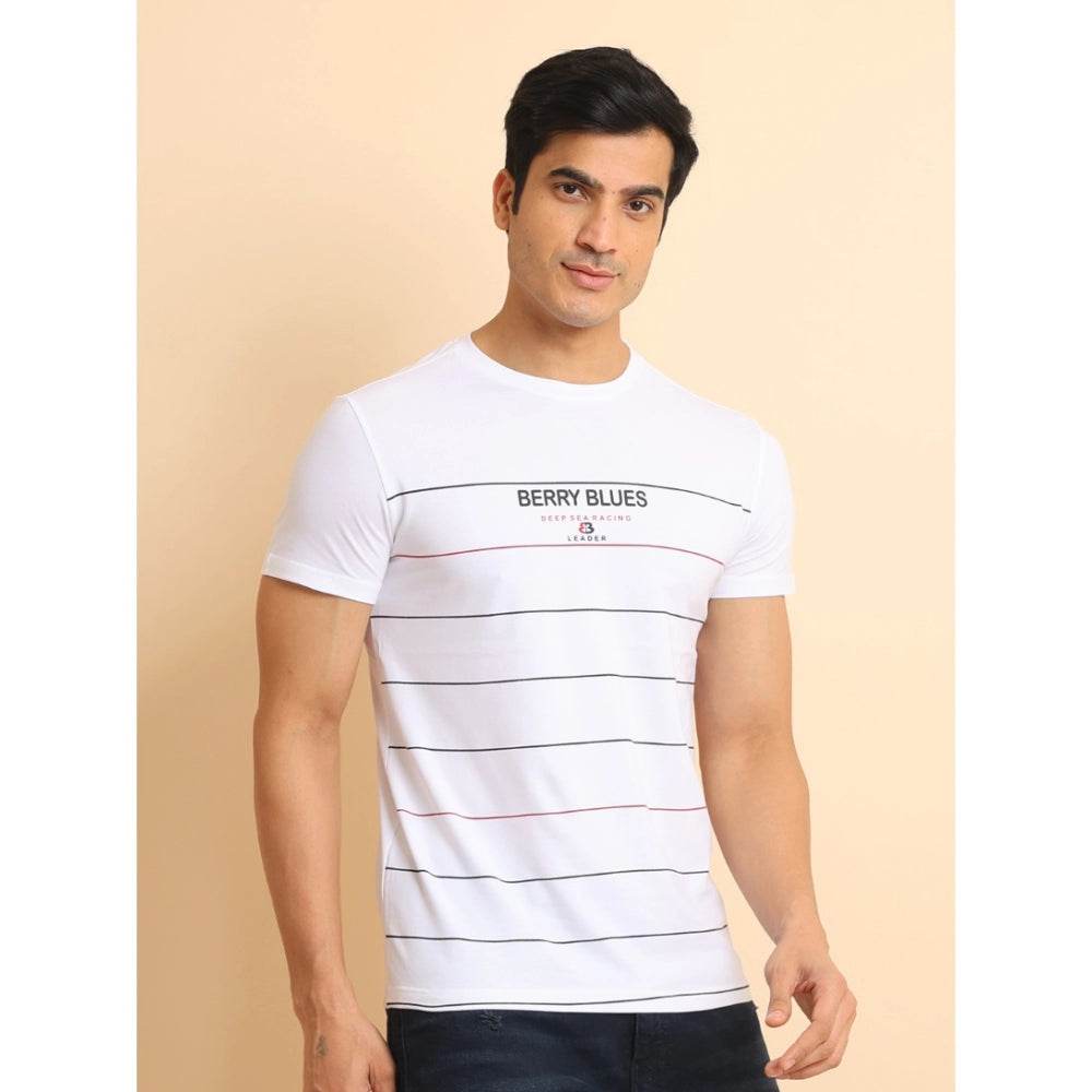 Generic Men's Casual Cotton Printed Round Neck Half Sleeve T-Shirt (White) - MYLUXURY LANE ENTERPRISE