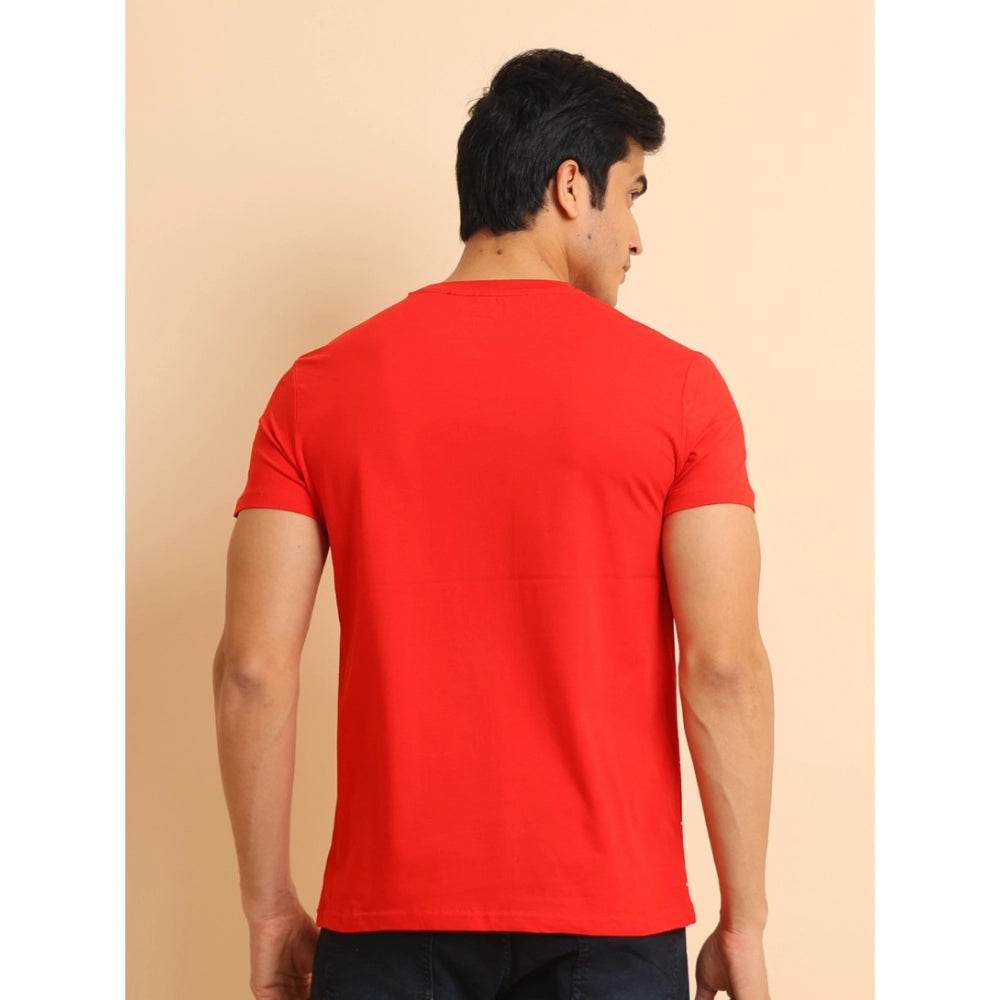 Generic Men's Casual Cotton Printed Round Neck Half Sleeve T-Shirt (Red) - MYLUXURY LANE ENTERPRISE