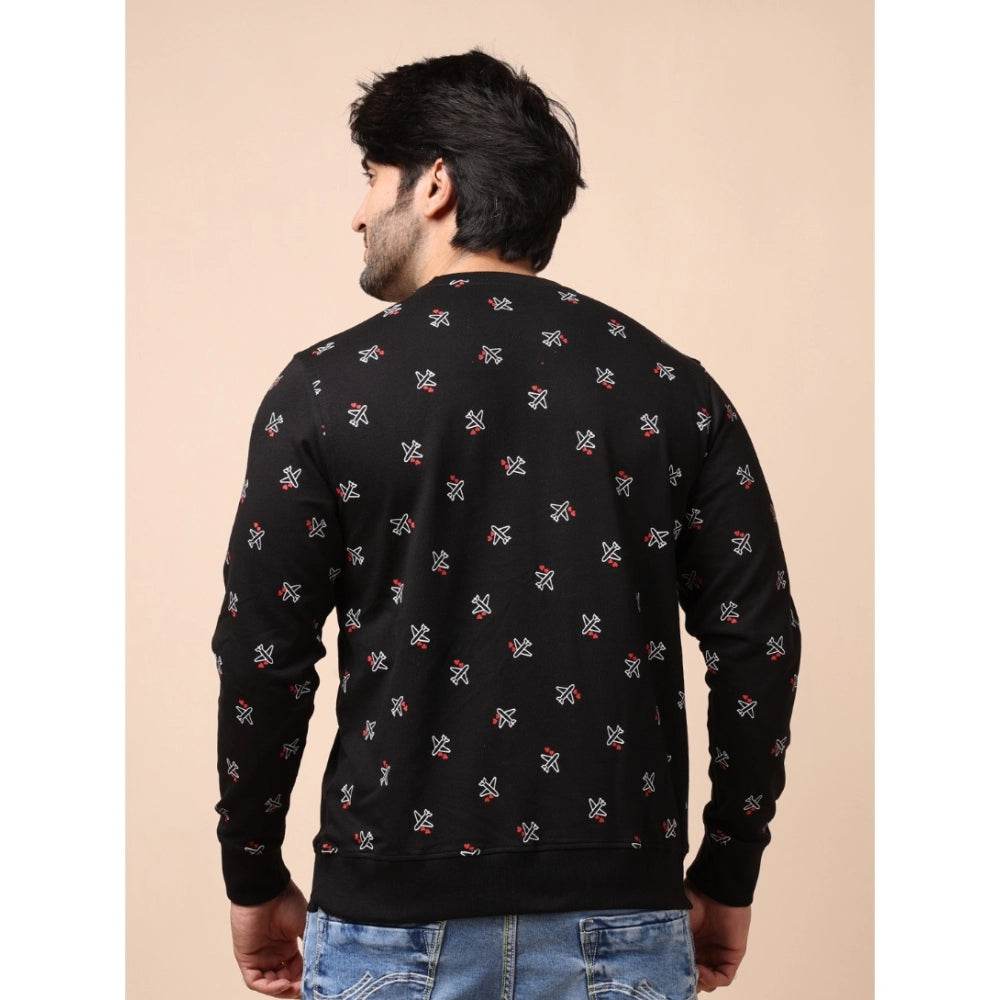 Generic Men's Casual Cotton Printed Round Neck Full Sleeve Sweat Shirt (Black) - MYLUXURY LANE ENTERPRISE