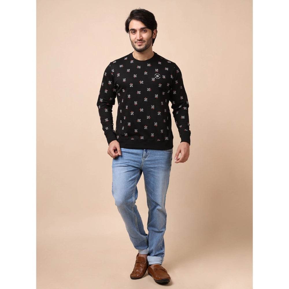 Generic Men's Casual Cotton Printed Round Neck Full Sleeve Sweat Shirt (Black) - MYLUXURY LANE ENTERPRISE
