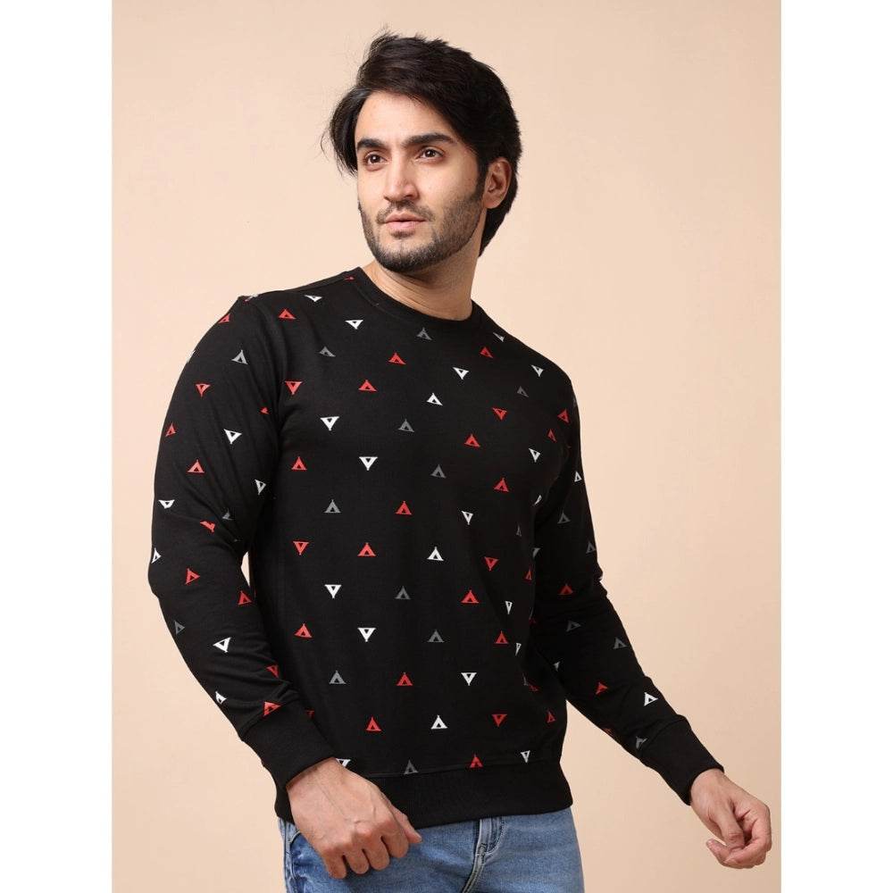 Generic Men's Casual Cotton Printed Round Neck Full Sleeve Sweat Shirt (Black) - MYLUXURY LANE ENTERPRISE